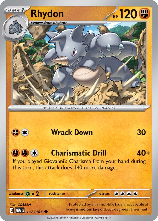 Rhydon: Scarlet & Violet 151 112/165 - Pokemon Single Card