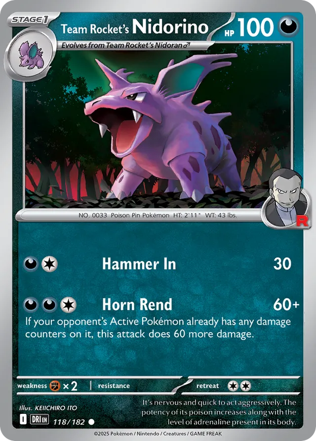 Team Rocket's Nidorino: Destined Rivals 118/182 - Pokemon Single Card