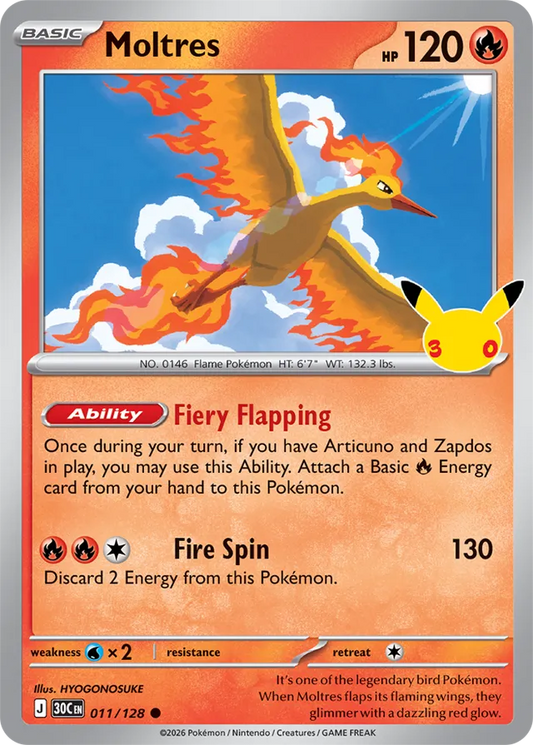 Moltres: 30th Celebration 011/128 - Pokemon Card