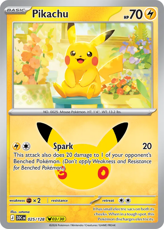 Pikachu: 30th Celebration 025/128 - 03/30 - Pokemon Card