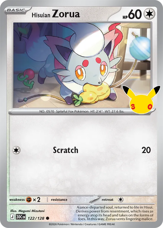 Hisuian Zorua: 30th Celebration 122/128 - Pokemon Card