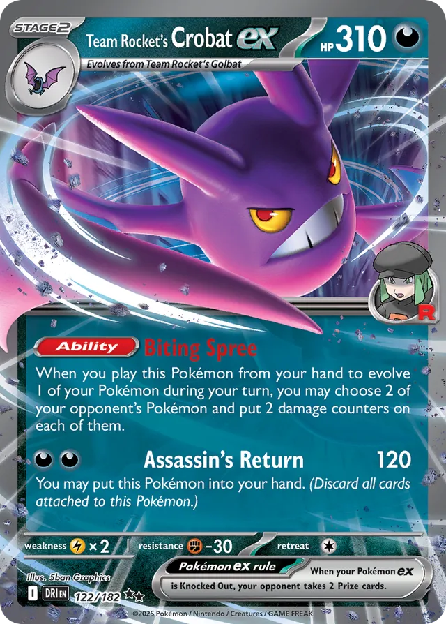 Team Rocket's Crobat ex: Destined Rivals 122/182 - Pokemon Single Card