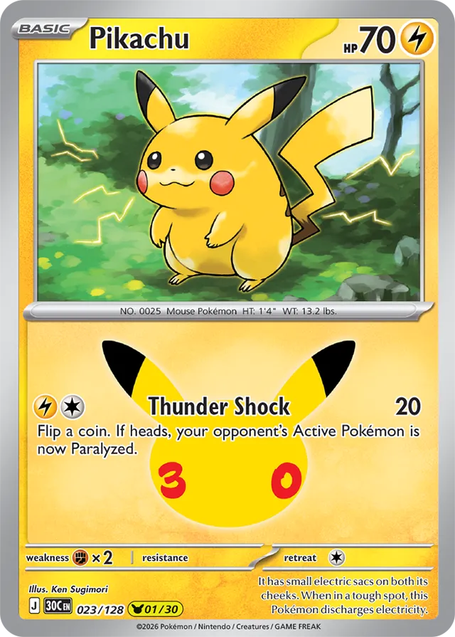Pikachu: 30th Celebration 023/128 - 01/30 - Pokemon Card