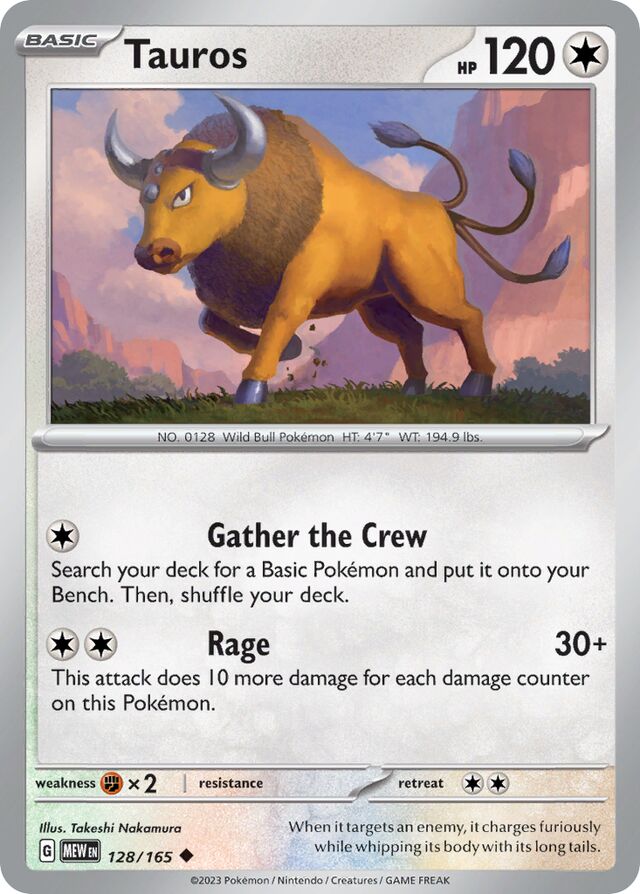 Tauros: Scarlet & Violet 151 128/165 - Pokemon Single Card