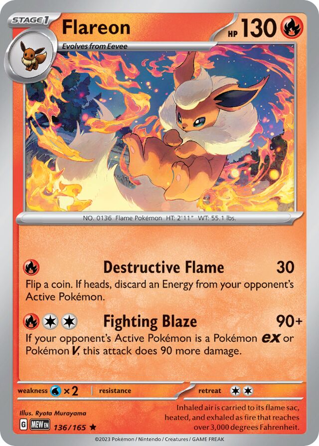 Flareon: Scarlet & Violet 151 136/165 - Pokemon Single Card