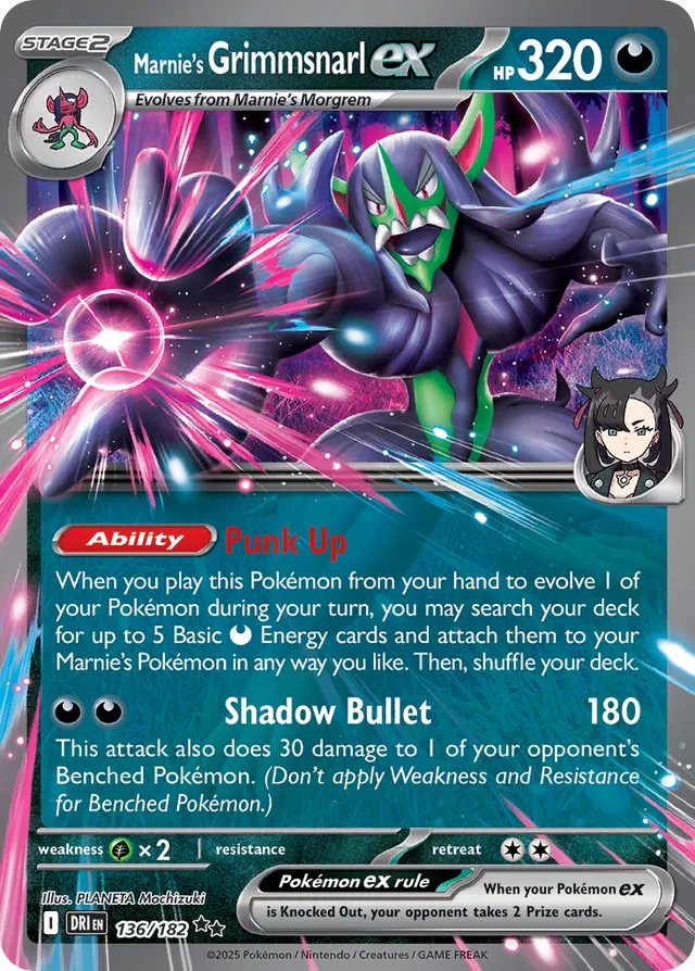 Marnie's Grimmsnarl ex: Destined Rivals 136/182 - Pokemon Single Card