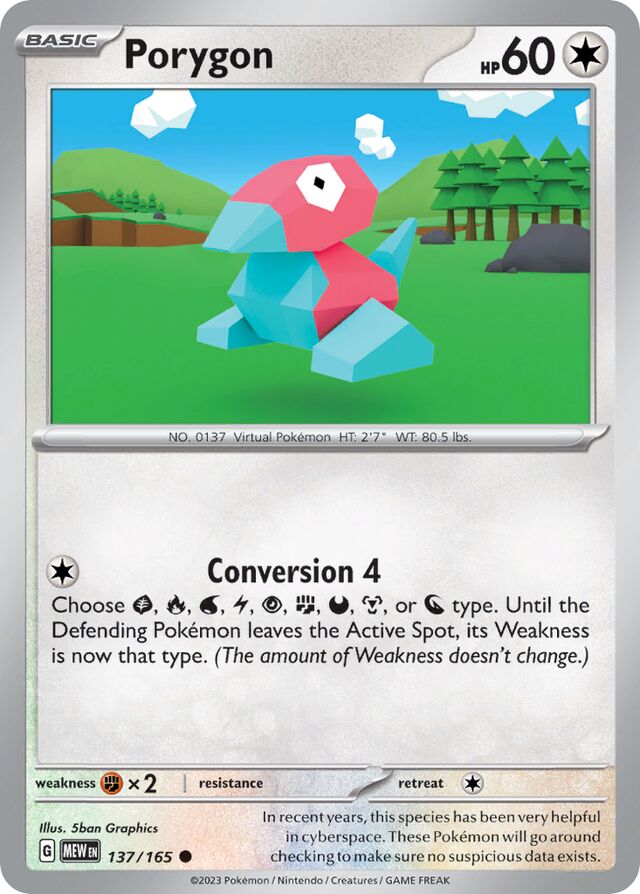 Porygon: Scarlet & Violet 151 137/165 - Pokemon Single Card
