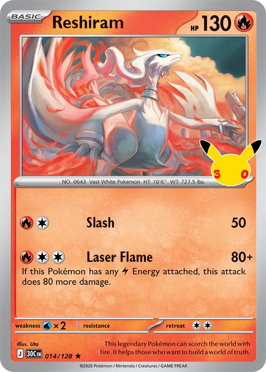 Reshiram: 30th Celebration 014/128 - Pokemon Card
