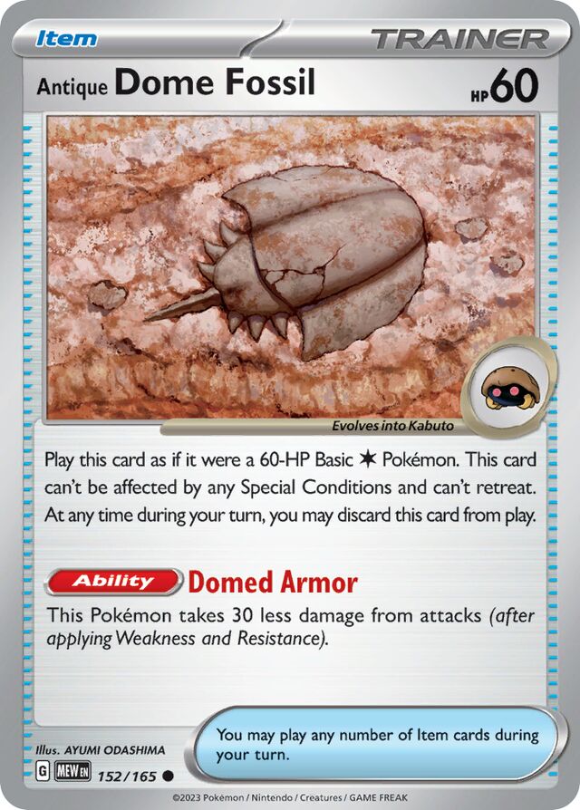 Antique Dome Fossil: Scarlet & Violet 151 152/165 - Pokemon Single Card