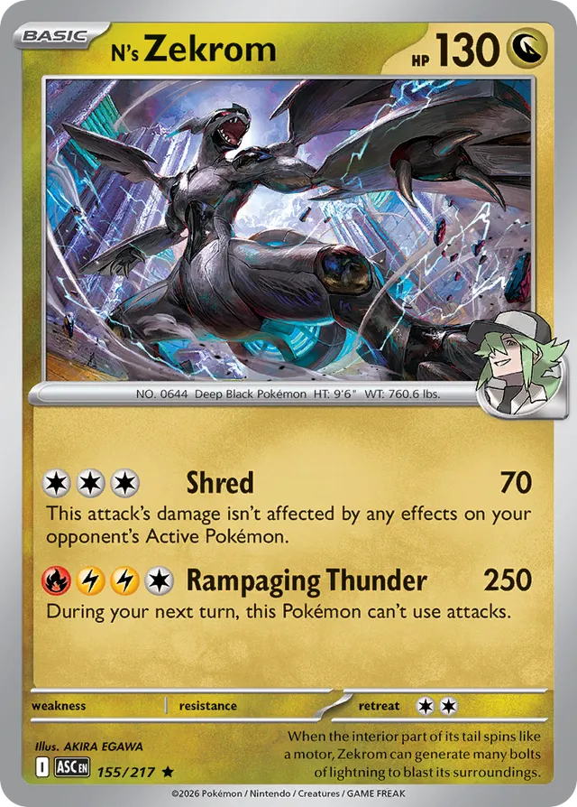 N's Zekrom: Ascended Heroes 155/217 - Pokemon Single Card
