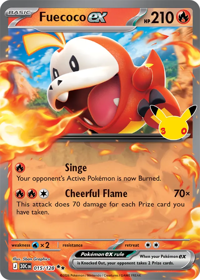 Fuecoco ex: 30th Celebration 015/128 - Pokemon Card