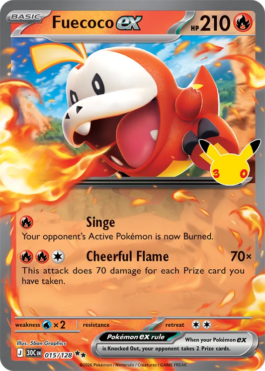 Fuecoco ex: 30th Celebration 015/128 - Pokemon Card