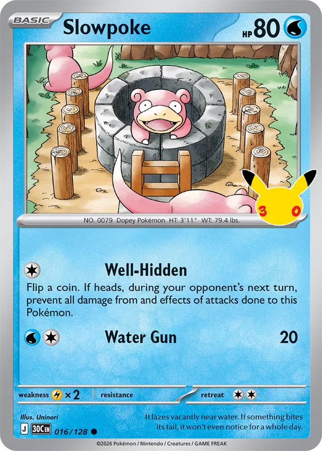 Slowpoke: 30th Celebration 016/128 - Pokemon Card