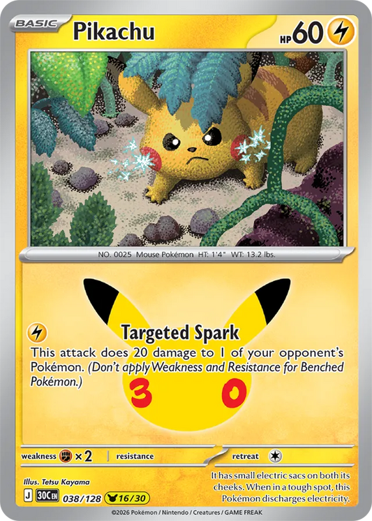 Pikachu: 30th Celebration 038/128 - 16/30 - Pokemon Card