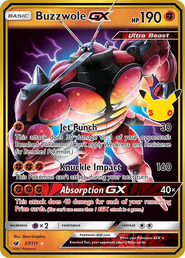 Buzzwole-GX: 30th Celebration (Classic Collection) 57/111 - Pokemon Card