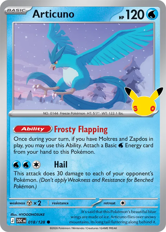 Articuno: 30th Celebration 018/128 - Pokemon Card