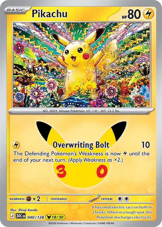 Pikachu: 30th Celebration 040/128 - 18/30 - Pokemon Card