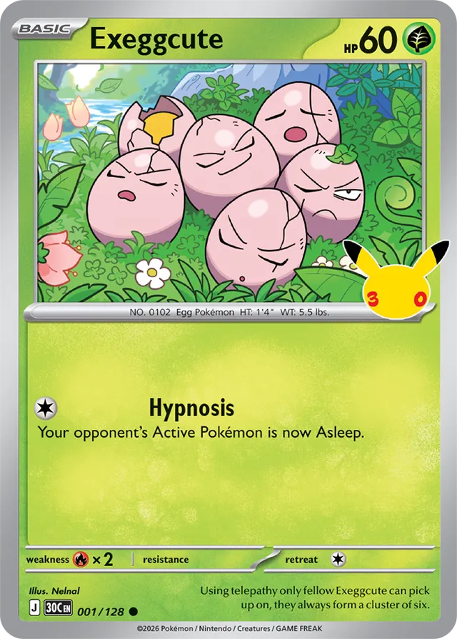 Exeggcute: 30th Celebration 001/128 - Pokemon Card
