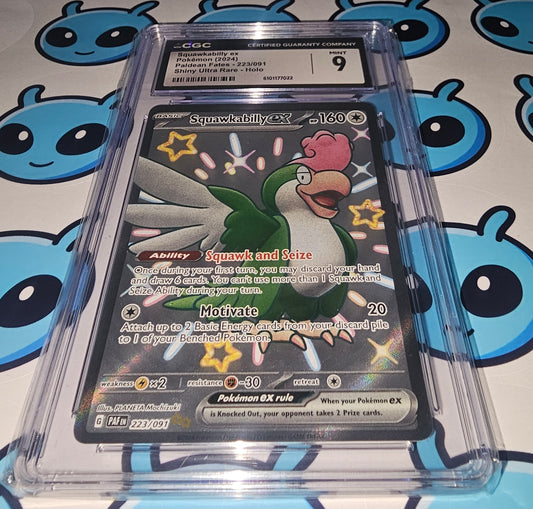 Squawkabilly ex 223/091 - Paldean Fates - CERTIFIED GUARANTY COMPANY (CGC) GRADED 9 MINT
