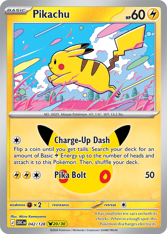 Pikachu: 30th Celebration 042/128 - 20/30 - Pokemon Card