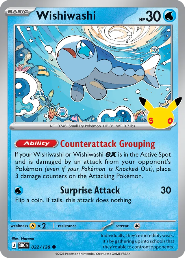 Wishiwashi: 30th Celebration 022/128 - Pokemon Card