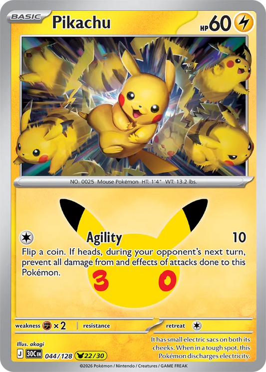 Pikachu: 30th Celebration 044/128 - 22/30 - Pokemon Card