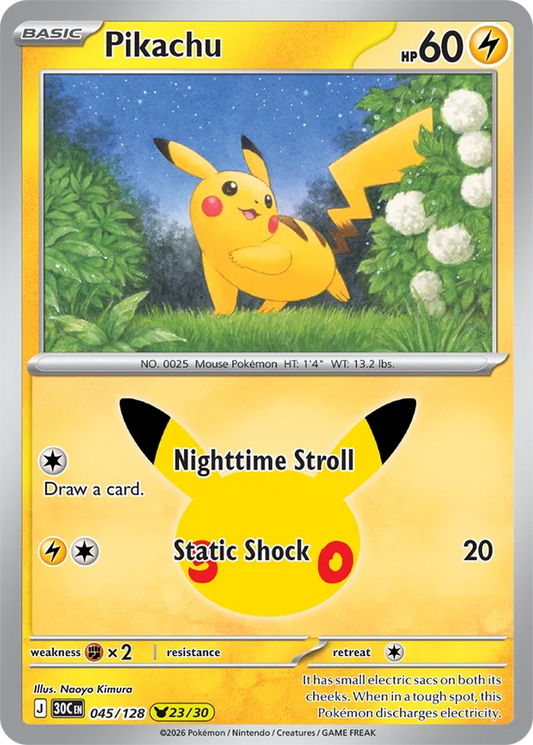 Pikachu: 30th Celebration 045/128 - 23/30 - Pokemon Card