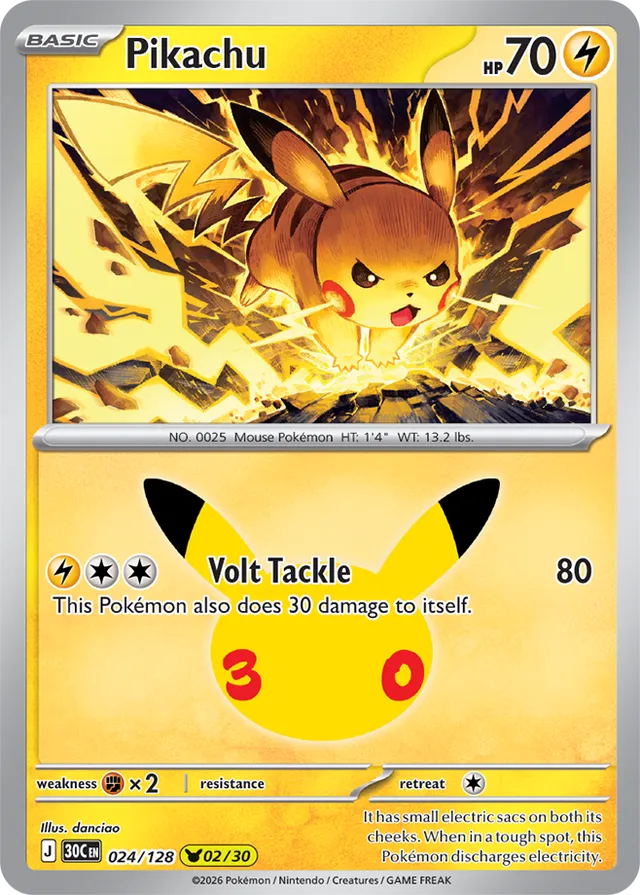 Pikachu: 30th Celebration 024/128 - 02/30 - Pokemon Card