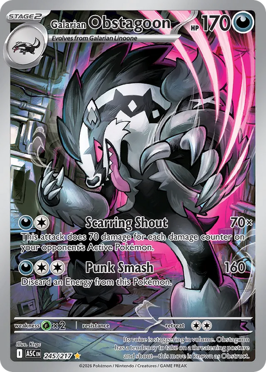 Galarian Obstagoon 245/217 Illustration Rare - Ascended Heroes - Pokemon Card