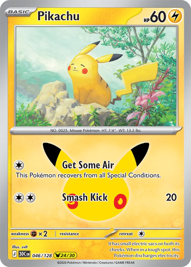 Pikachu: 30th Celebration 046/128 - 24/30 - Pokemon Card