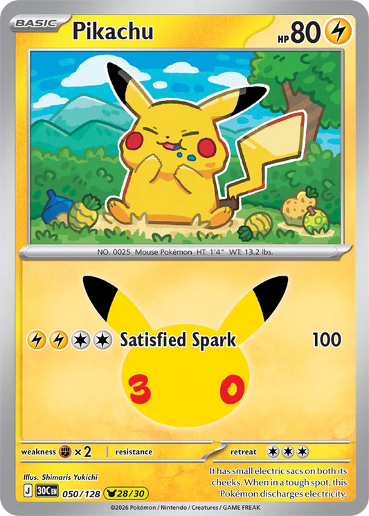 Pikachu: 30th Celebration 050/128 - 28/30 - Pokemon Card