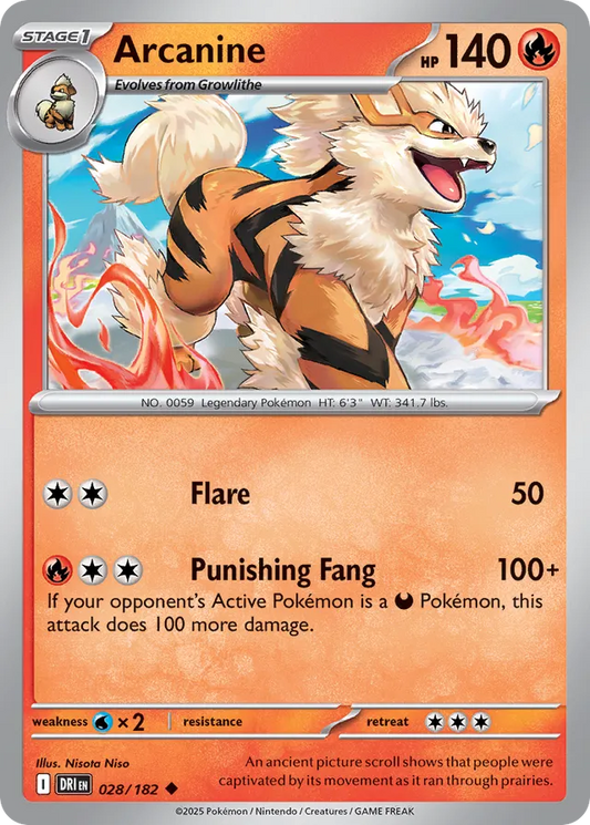 Arcanine: Destined Rivals 028/182 - Pokemon Single Card