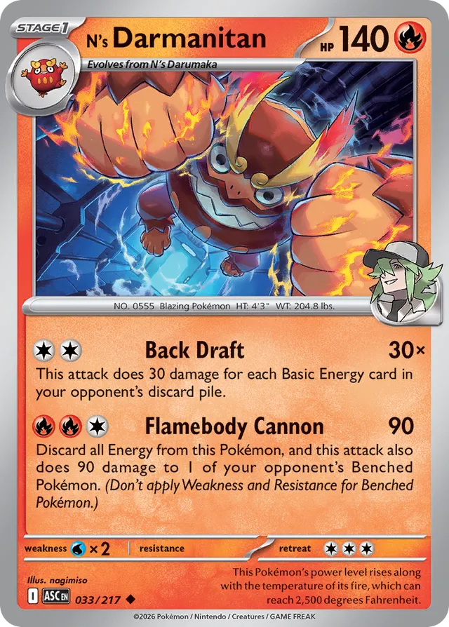 N's Darmanitan: Ascended Heroes 033/217 - Pokemon Single Card