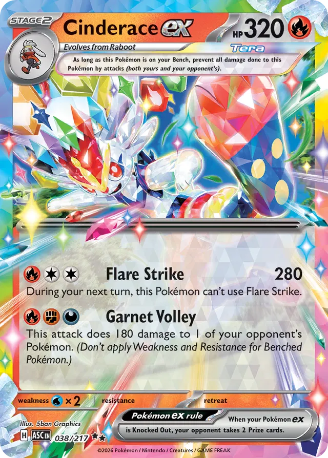 Cinderace ex: Ascended Heroes 038/217 - Pokemon Single Card