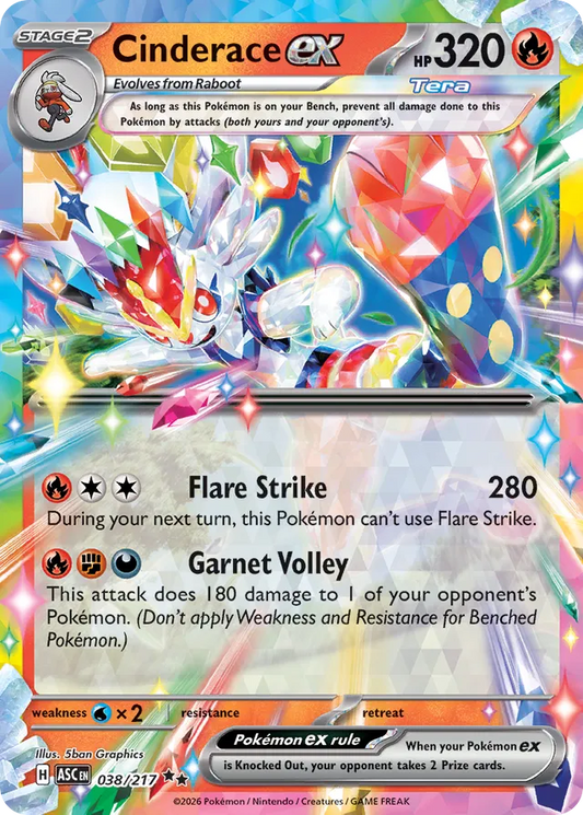 Cinderace ex: Ascended Heroes 038/217 - Pokemon Single Card