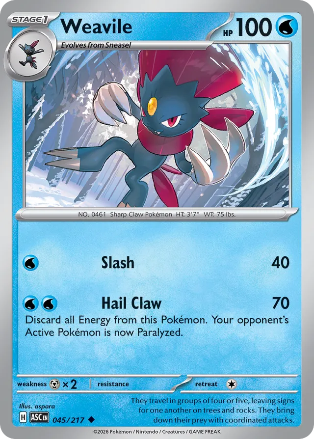 Weavile: Ascended Heroes 045/217 - Pokemon Single Card