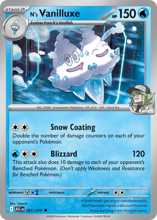 N's Vanilluxe: Ascended Heroes 051/217 - Pokemon Single Card