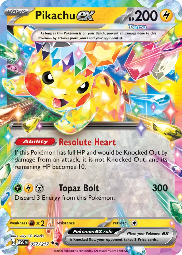 Pikachu ex: Ascended Heroes 057/217 - Pokemon Single Card
