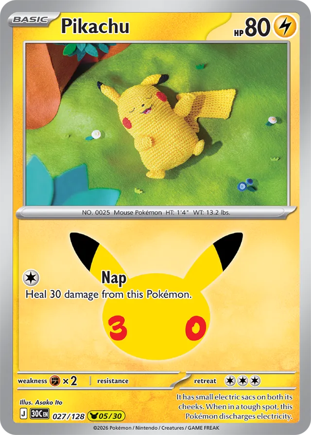 Pikachu: 30th Celebration 027/128 - 05/30 - Pokemon Card