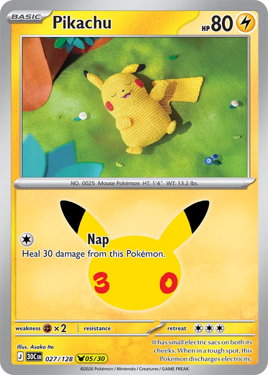 Pikachu: 30th Celebration 027/128 - 05/30 - Pokemon Card
