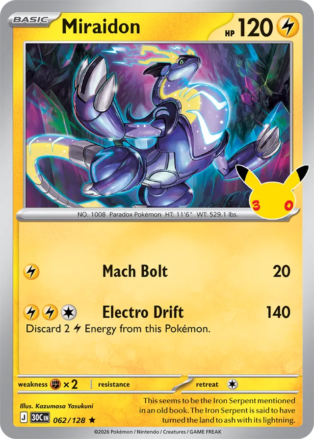 Miraidon: 30th Celebration 062/128 - Pokemon Card