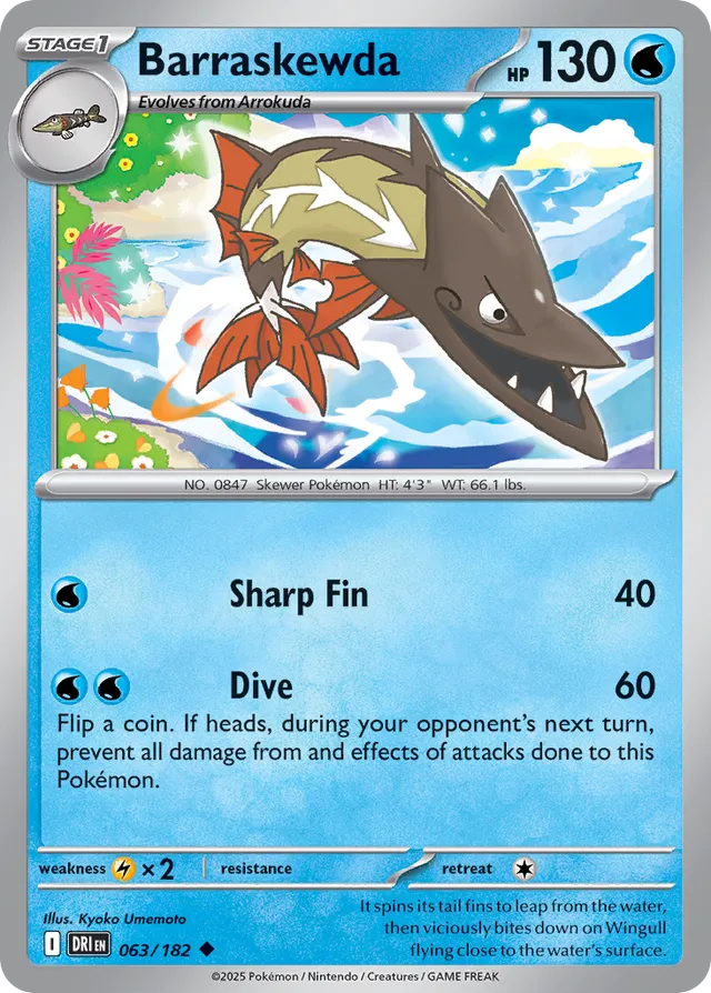 Barraskewda: Destined Rivals 063/182 - Pokemon Single Card