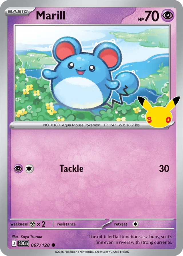 Marill: 30th Celebration 067/128 - Pokemon Card