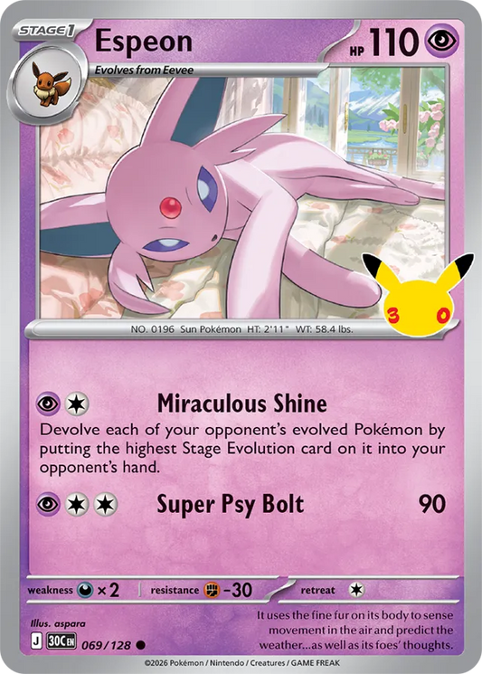 Espeon: 30th Celebration 069/128 - Pokemon Card