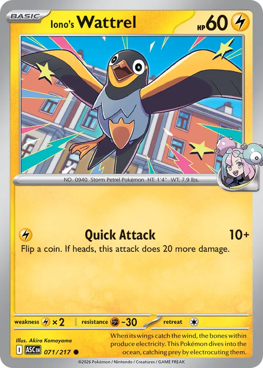 Iono's Wattrel: Ascended Heroes 071/217 - Pokemon Single Card