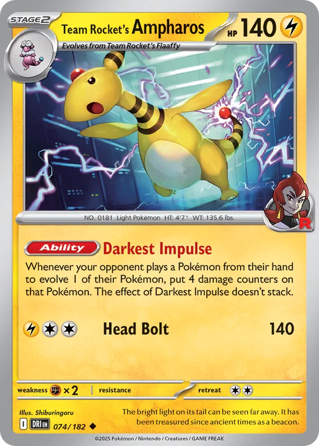 Team Rocket's Ampharos: Destined Rivals 074/182 - Pokemon Single Card