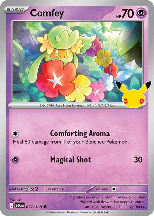 Comfey: 30th Celebration 077/128 - Pokemon Card