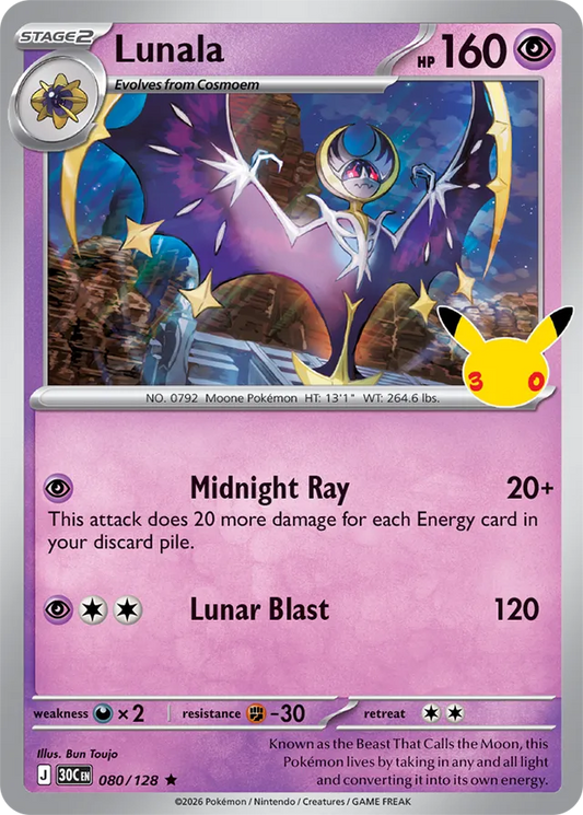 Lunala: 30th Celebration 080/128 - Pokemon Card