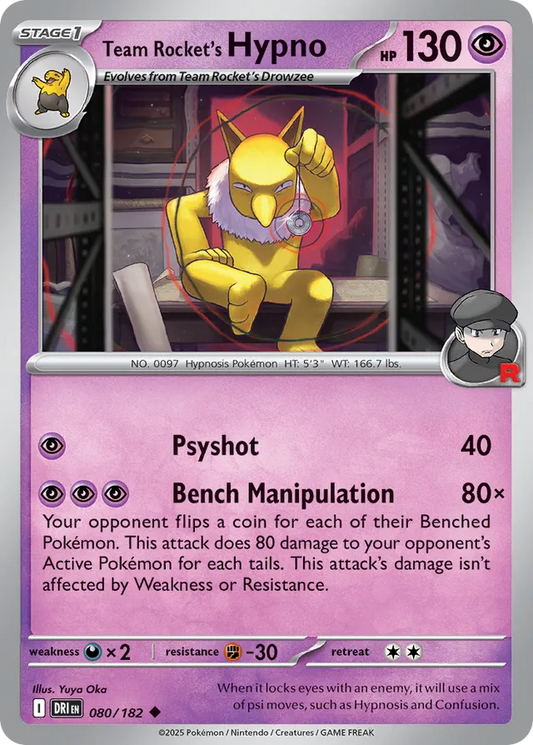 Team Rocket's Hypno: Destined Rivals 080/182 - Pokemon Single Card