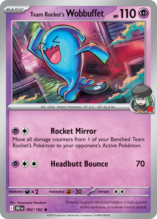 Team Rocket's Wobbuffet: Destined Rivals 082/182 - Pokemon Single Card